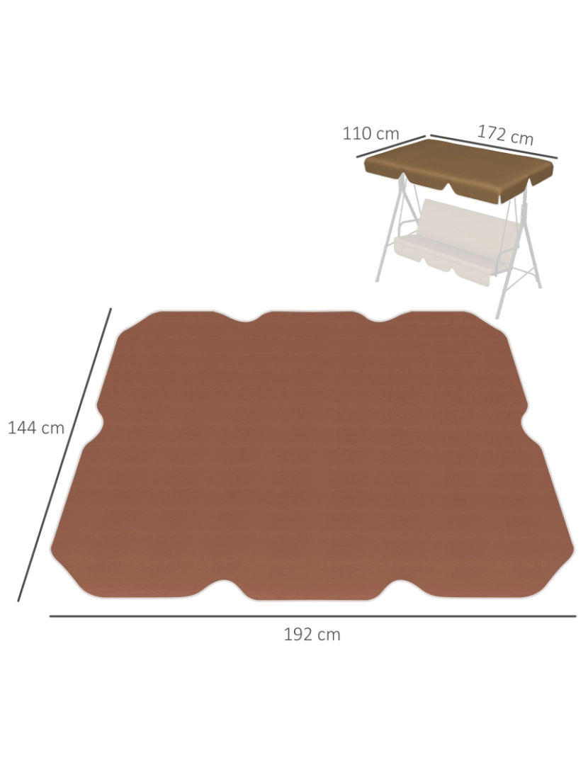 imagem de Toldo de Substituição para Baloiços 192x144cm cor marrom escuro 84A-287V00DR3