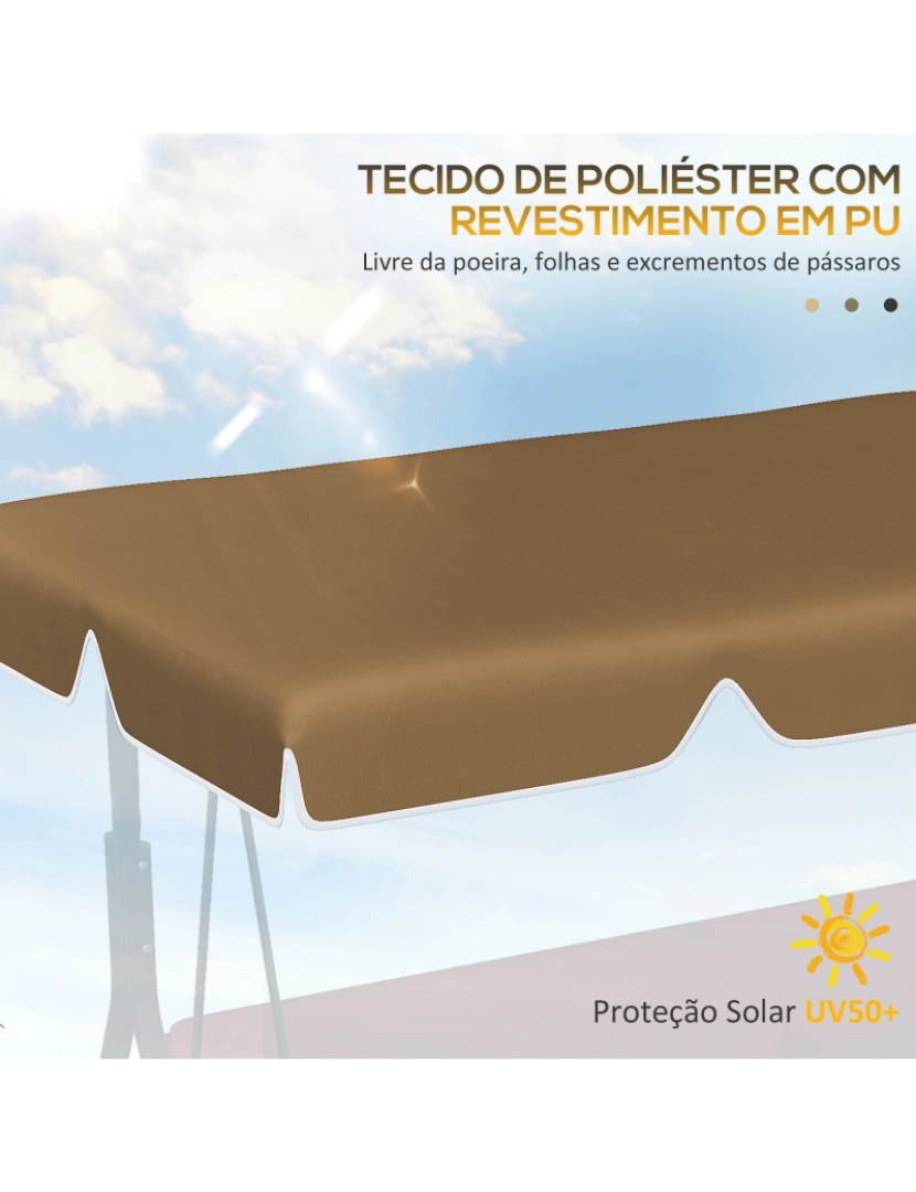 imagem de Toldo de Substituição para Baloiços 192x144cm cor marrom escuro 84A-287V00DR4