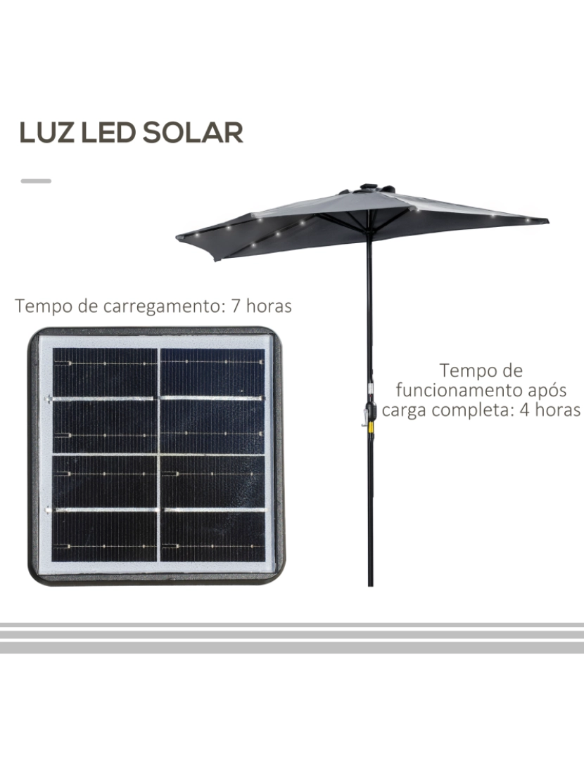 imagem de Chapéu de Sol 265x135x240cm cor cinzento 84D-231V00GY5