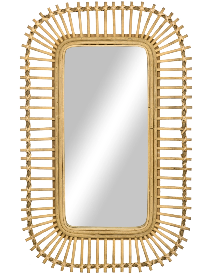 Homcom - Espelho de Parede 75x48x3cm cor cor de madeira natural 830-660V00BN