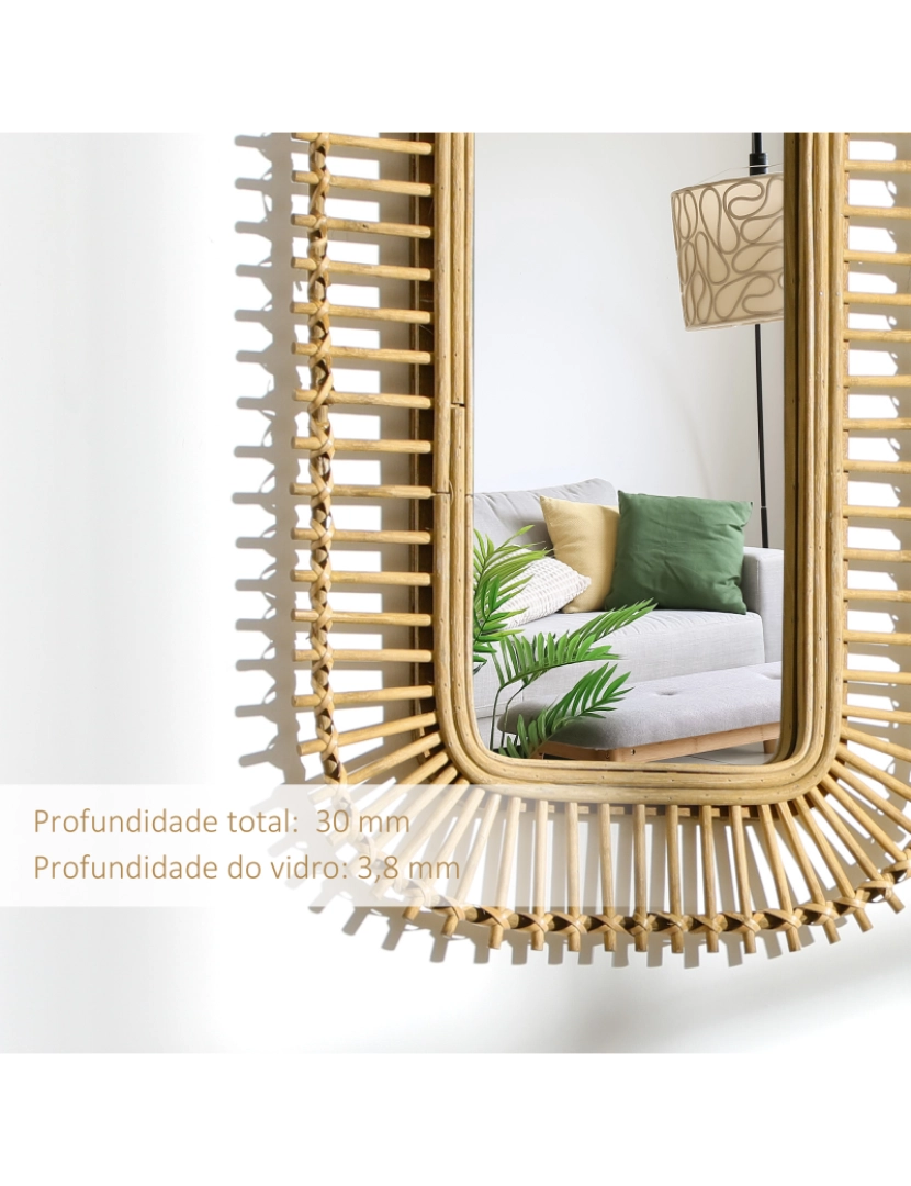 imagem de Espelho de Parede 75x48x3cm cor cor de madeira natural 830-660V00BN5