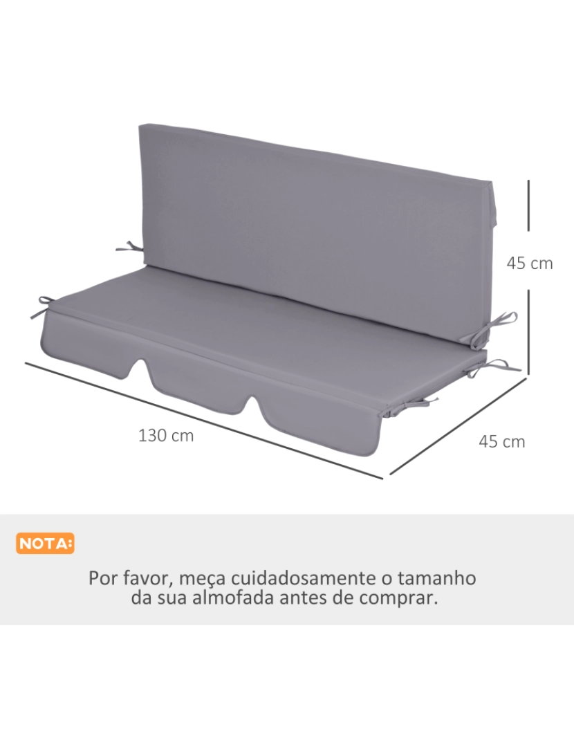 imagem de Almofada para Baloiço 130x45x5cm cor cinzento 84G-166V00CG3