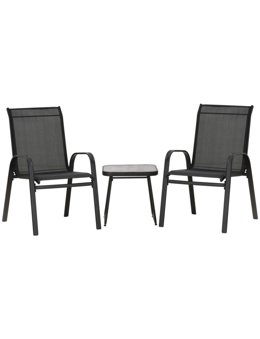 Outsunny - Conjunto de Móveis de Exterior 93x68x57,5cm cor preto e cinza 84G-029V00BK