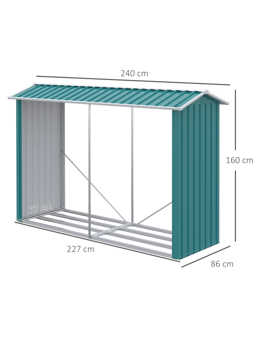 imagem de Abrigo para Lenha 240x86x160cm cor verde 845-835V00GN3