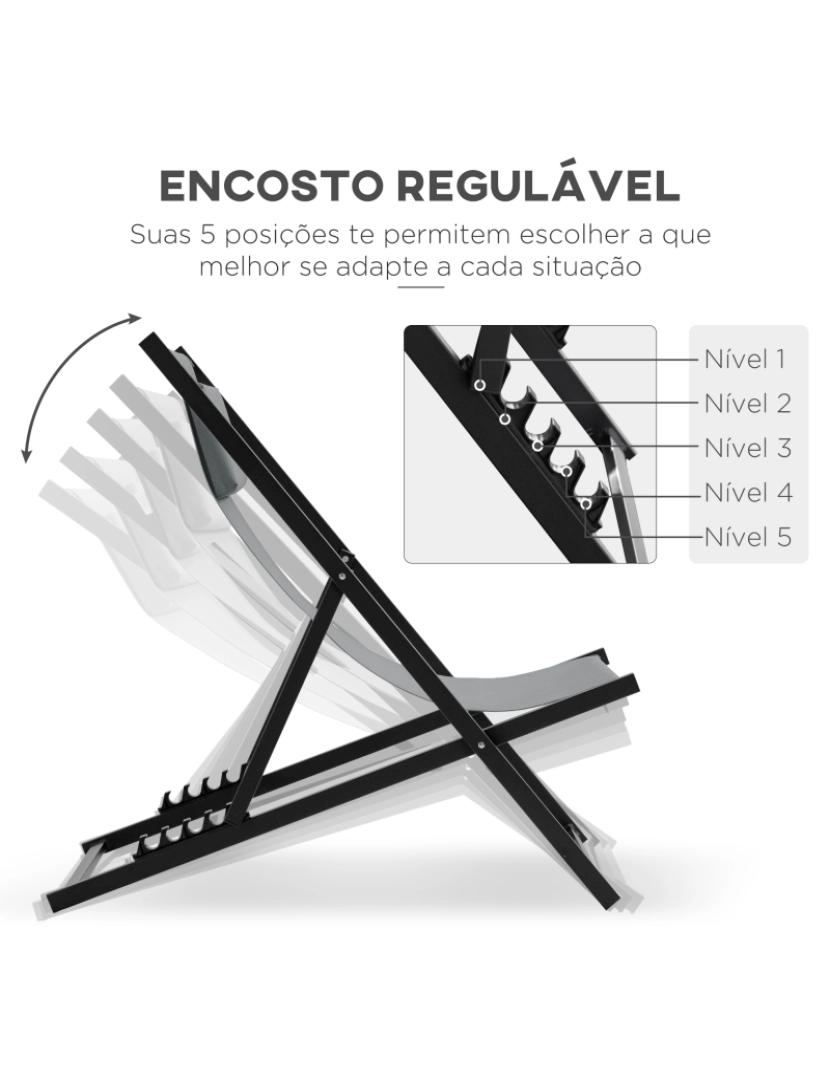 imagem de Espreguiçadeiras Dobráveis 58x96,5x91,5cm cor cinzento 84B-342V01CG5