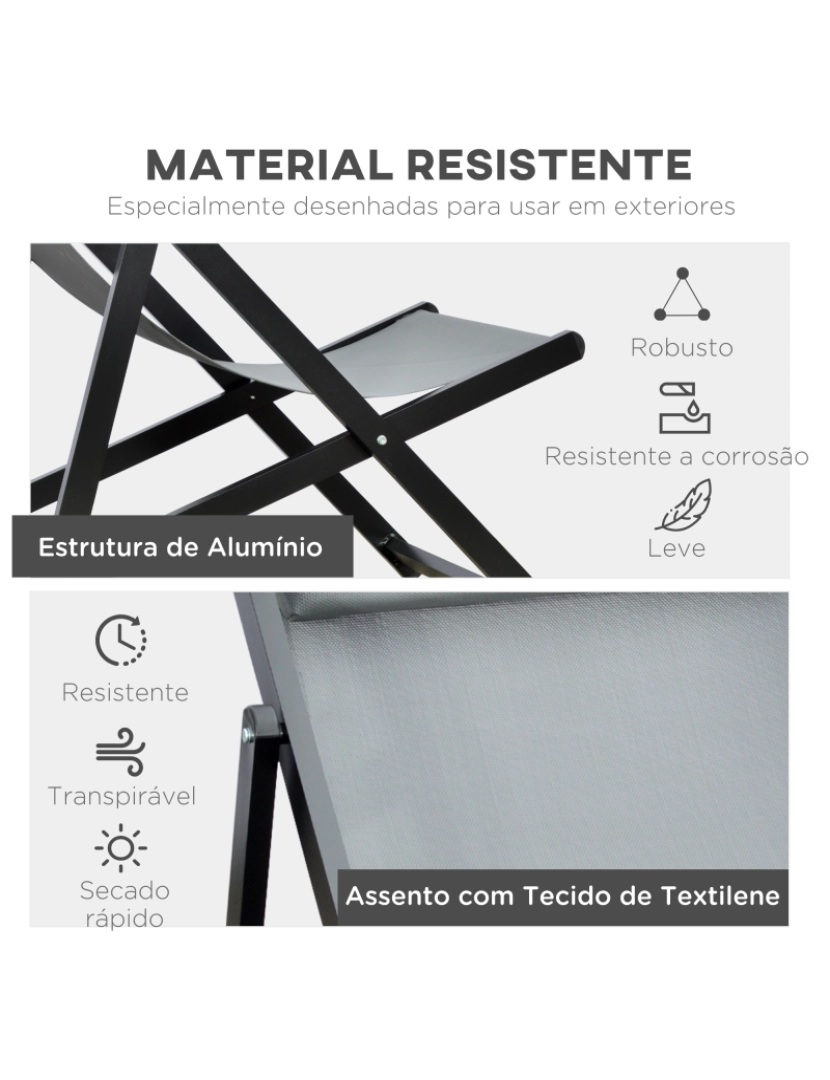 imagem de Espreguiçadeiras Dobráveis 58x96,5x91,5cm cor cinzento 84B-342V01CG6