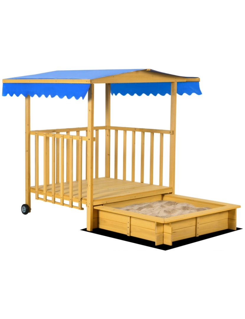 Outsunny - Caixa de Areia para Crianças 133x129x137,5cm cor cor de madeira natural 343-057V00ND