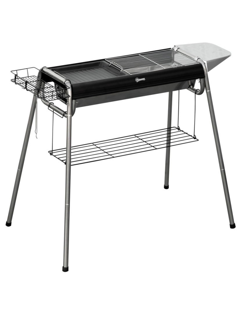 Outsunny - Barbecue a Carvão 96x61x72cm cor preto 846-109V00BK