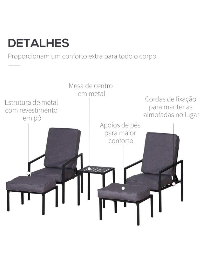 imagem de Conjunto de espreguiçadeiras de jardim 55x65x82cm cor grey 84B-3584