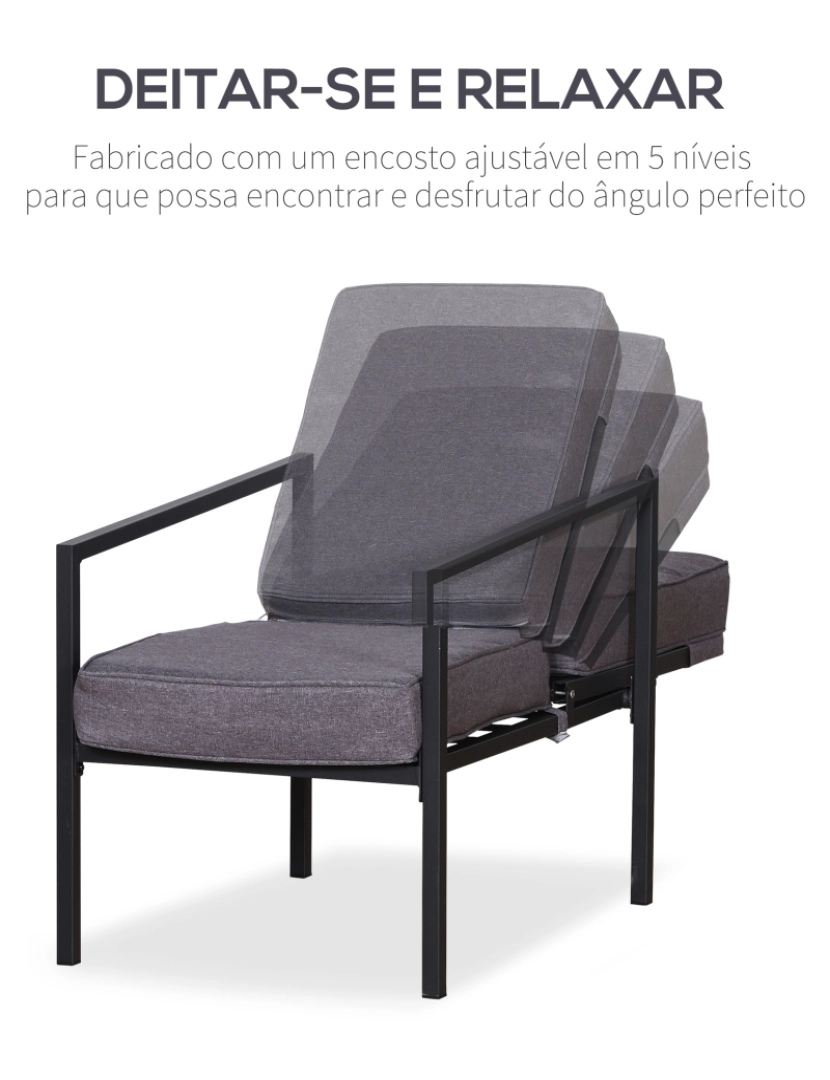 imagem de Conjunto de espreguiçadeiras de jardim 55x65x82cm cor grey 84B-3585