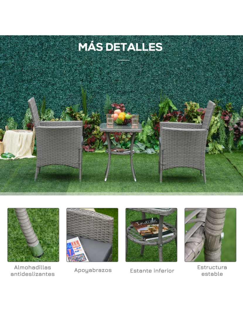 imagem de Conjunto de Móveis de Jardim 60cmx58.5cmx89.5cm cor cinzento 863-033V016