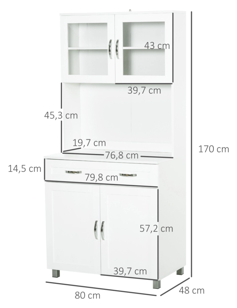 imagem de Buffet de Cozinha com Coelheira 80x48x170cm cor branco 835-2393