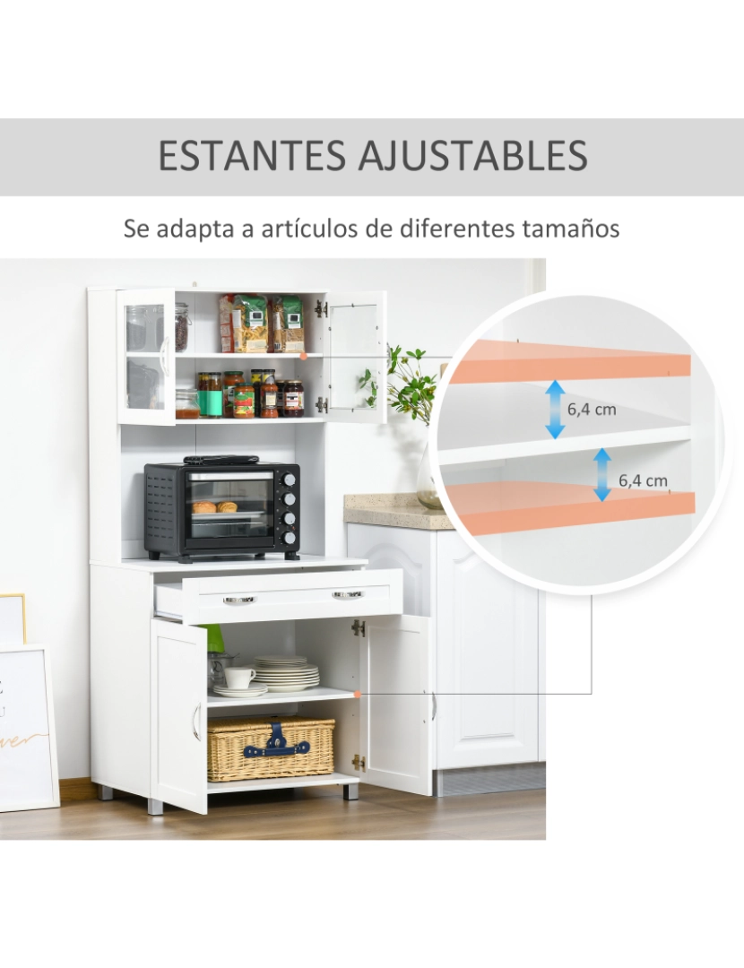 imagem de Buffet de Cozinha com Coelheira 80x48x170cm cor branco 835-2397