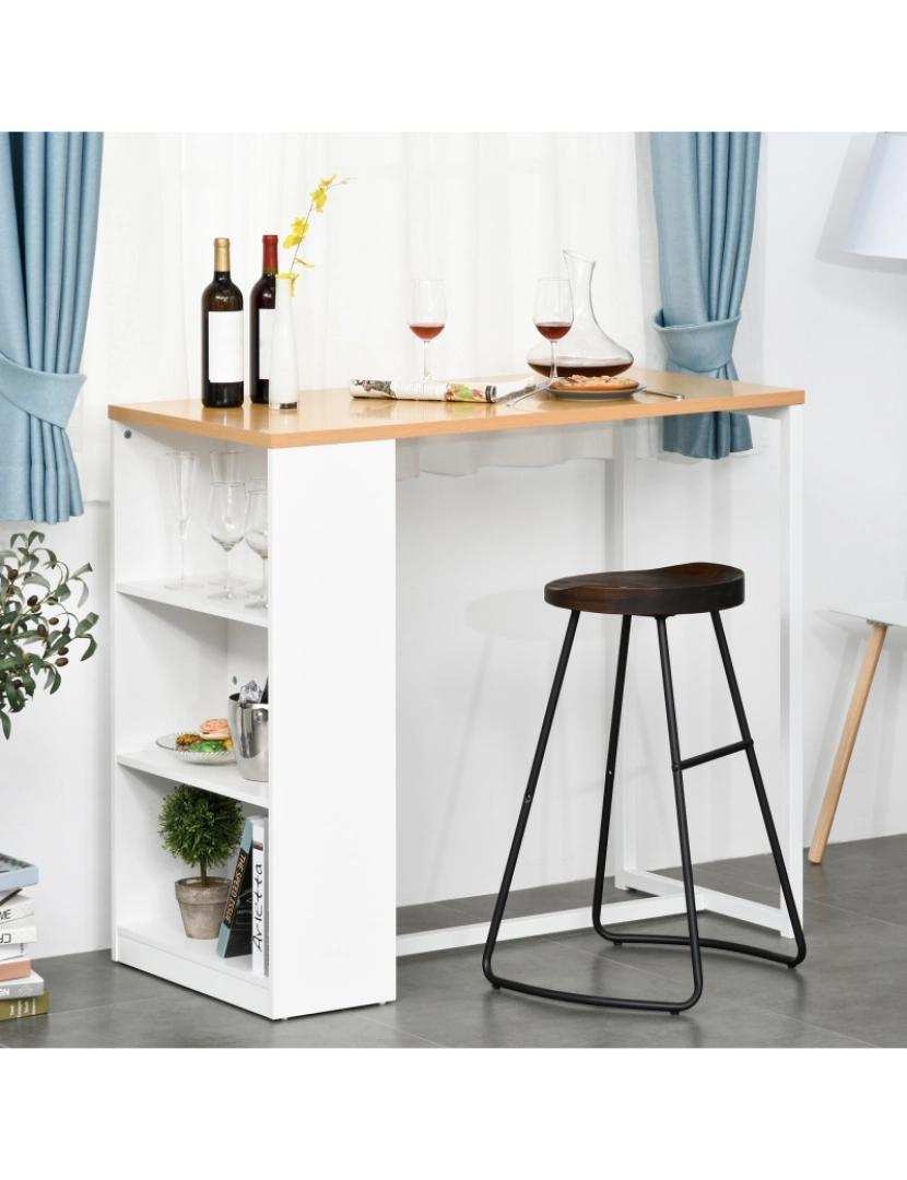 imagem de Mesa de Bar 115x55x100cm cor branco, cor de madeira 835-2992