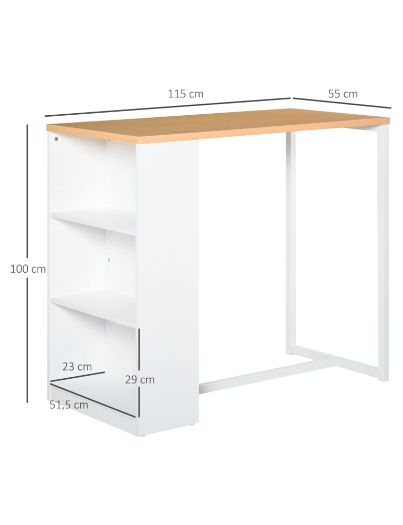 imagem de Mesa de Bar 115x55x100cm cor branco, cor de madeira 835-2993