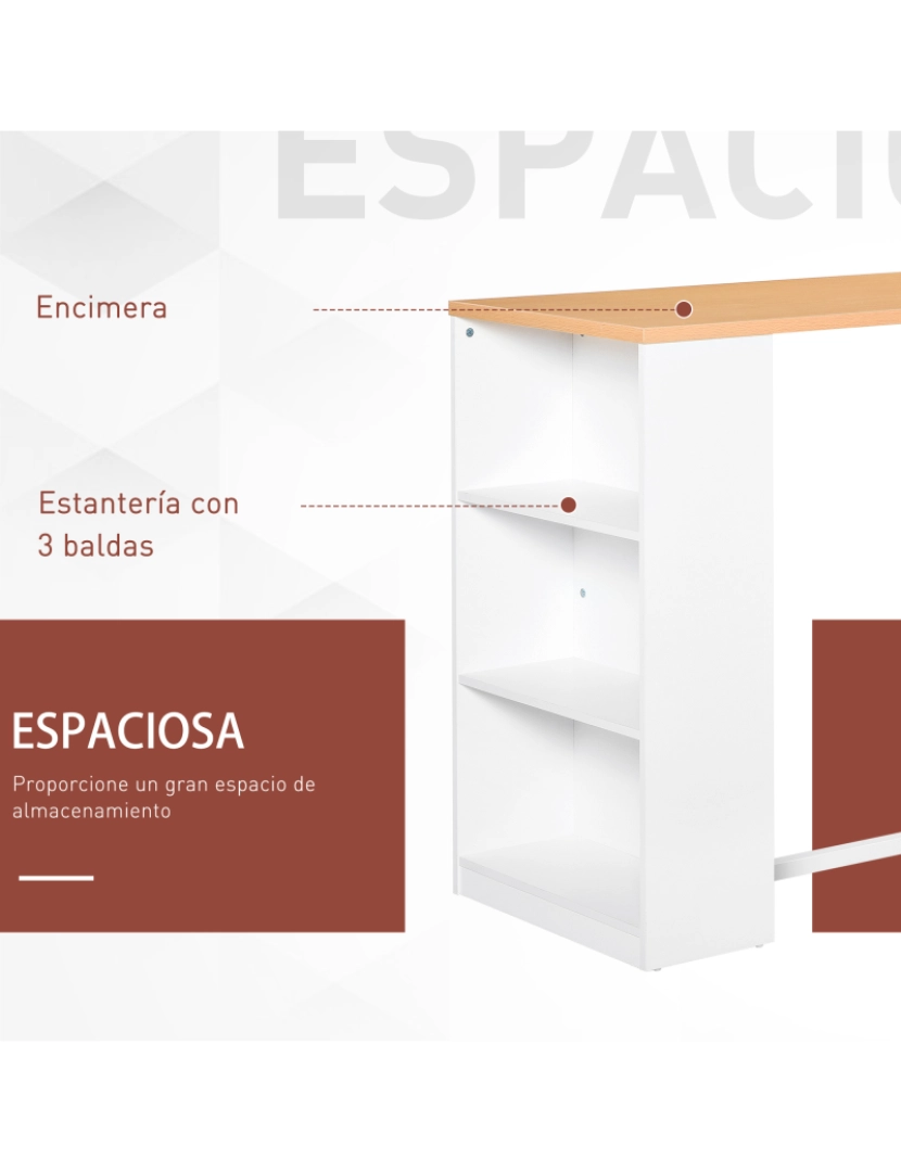 imagem de Mesa de Bar 115x55x100cm cor branco, cor de madeira 835-2994