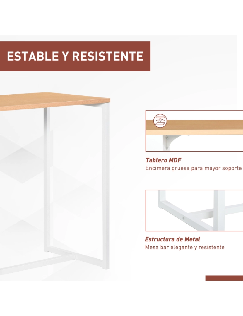 imagem de Mesa de Bar 115x55x100cm cor branco, cor de madeira 835-2996