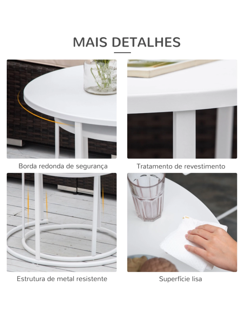 imagem de Mesa de café de jardim 70x70x50cm cor branco 84B-511WT5