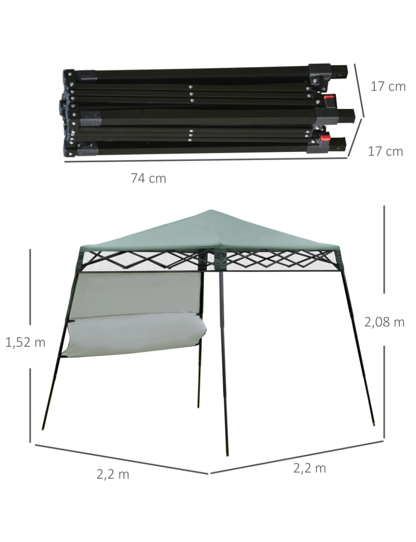 imagem de Tenda Dobrável 220x220x208cm cor verde 84C-246GN3