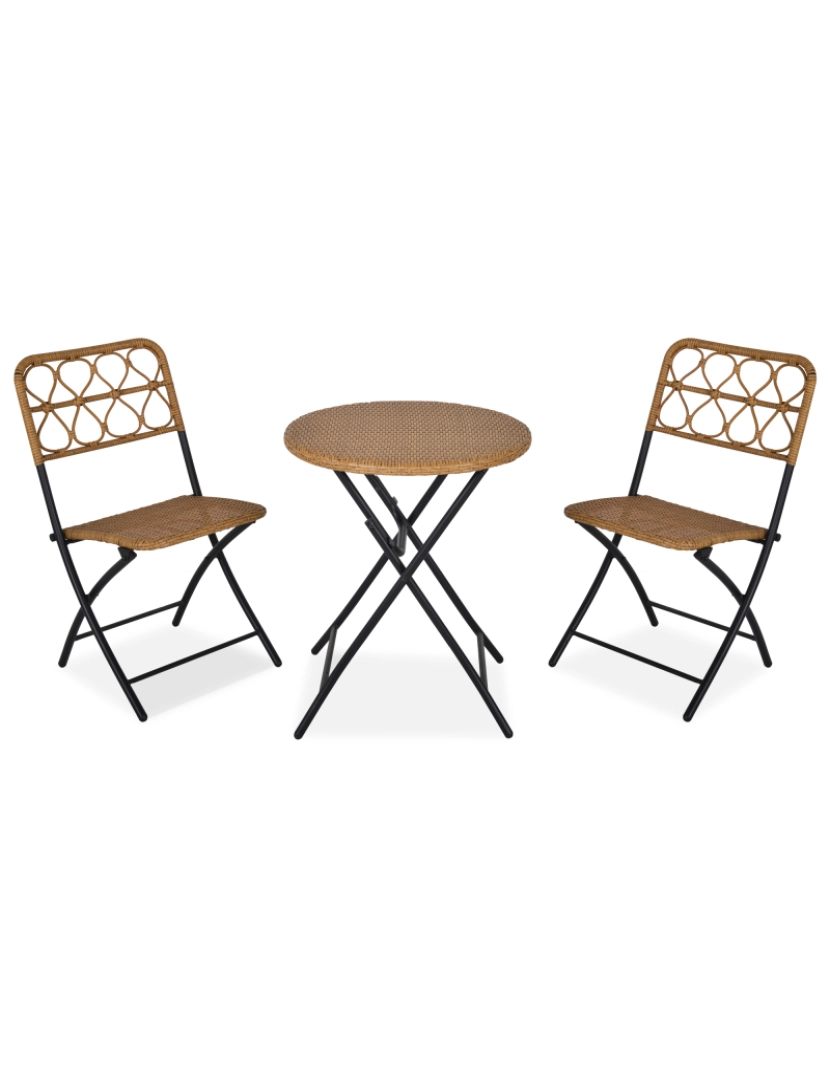 Outsunny - Conjunto de Mesa e Cadeiras 60x60x71cm cor cor natural madeira 863-054