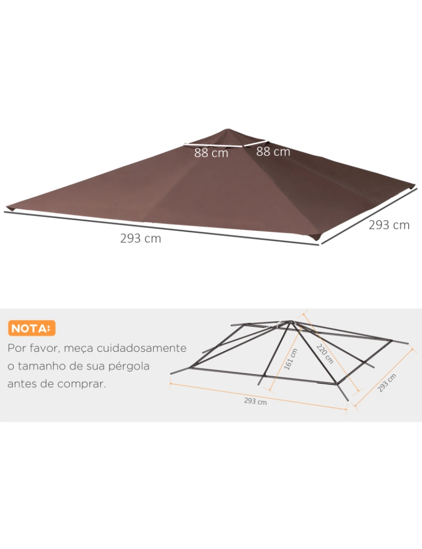 imagem de Toldo de Substituição para Pérgola 3x3m cor café 84C-141CF3