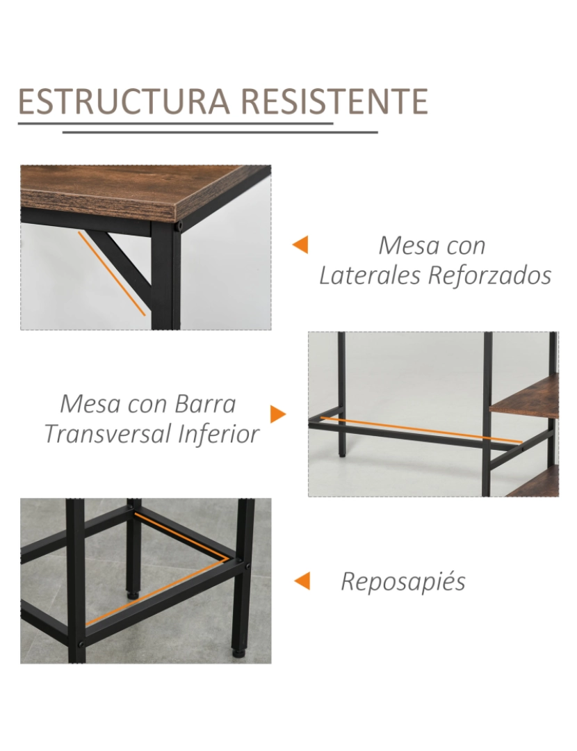 imagem de Conjunto de mesa de bar 109x60x100cm cor castanho rústico 835-338AK6