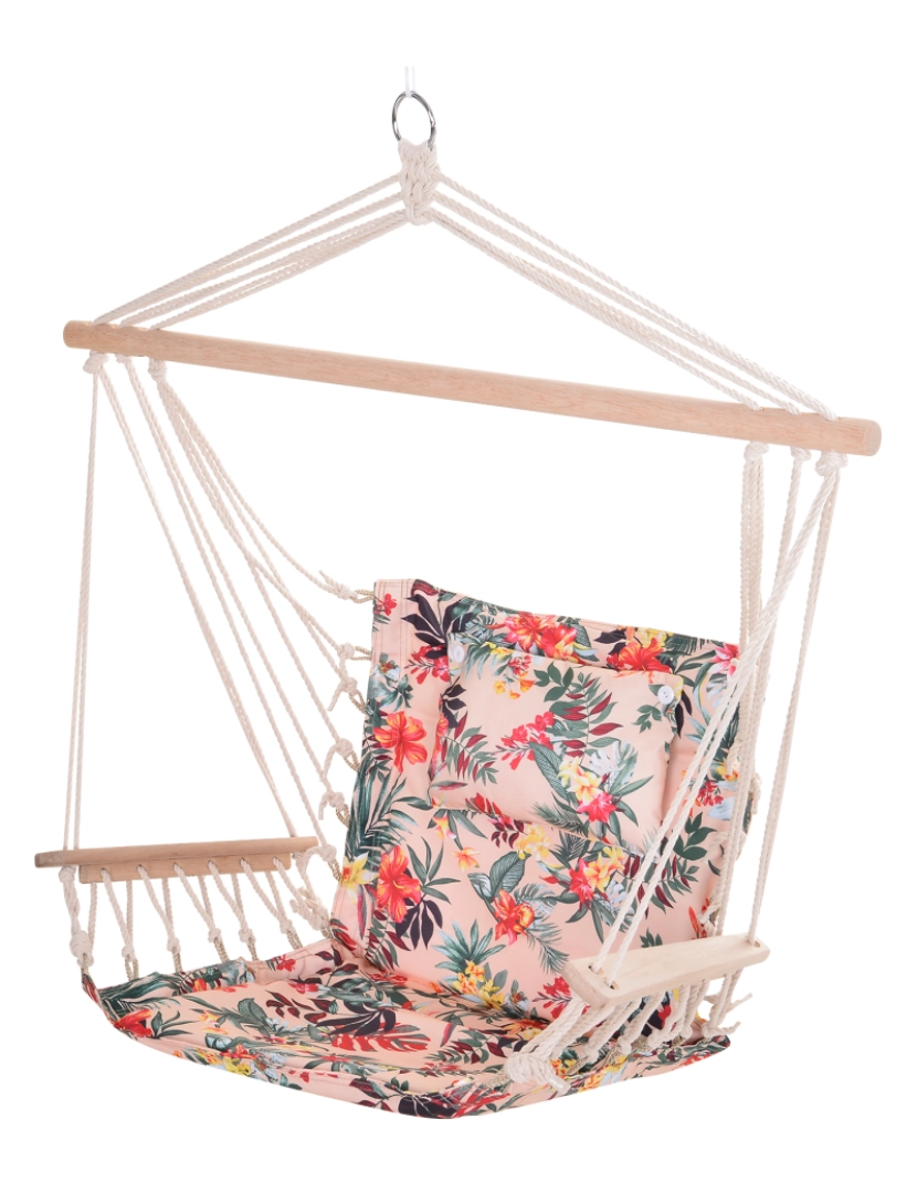 Outsunny - Cadeira Rede Suspensa 100x106cm cor estampa floral 84A-142GN