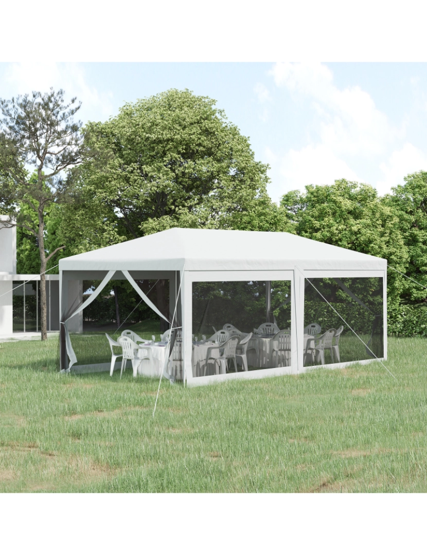 imagem de Gazebo do jardim 595x295x255cm cor branco 84C-0232