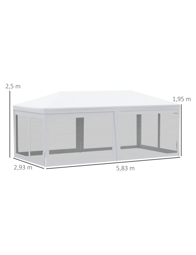 imagem de Gazebo do jardim 595x295x255cm cor branco 84C-0233