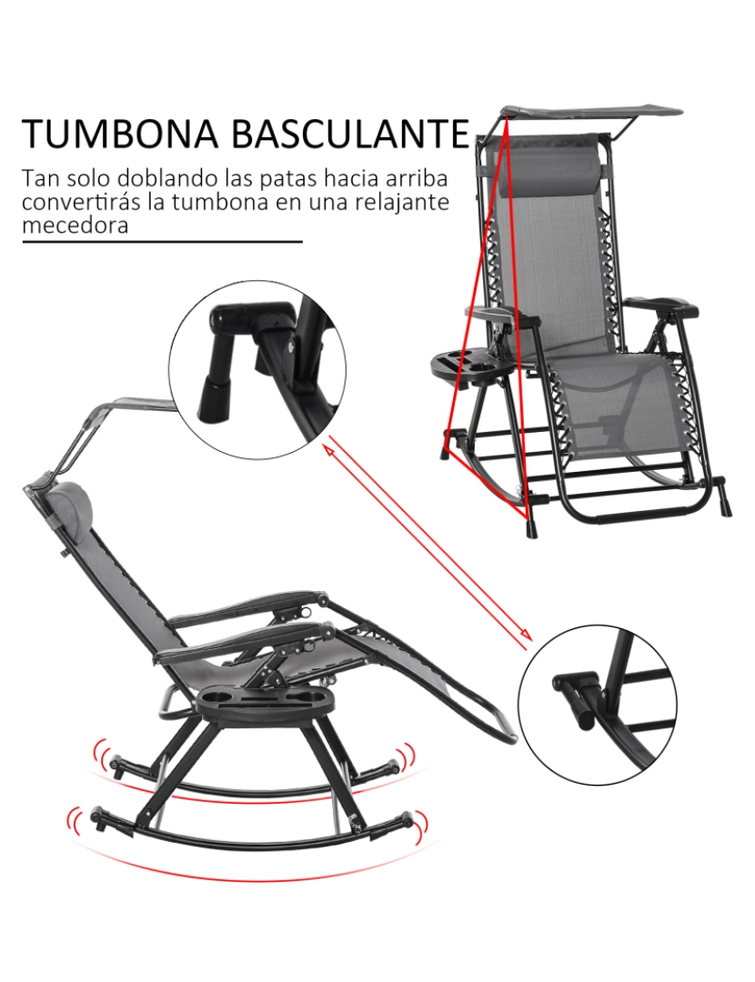 imagem de Cadeira de balanço 120x67x102cm cor cinzento 84A-080V01GY4