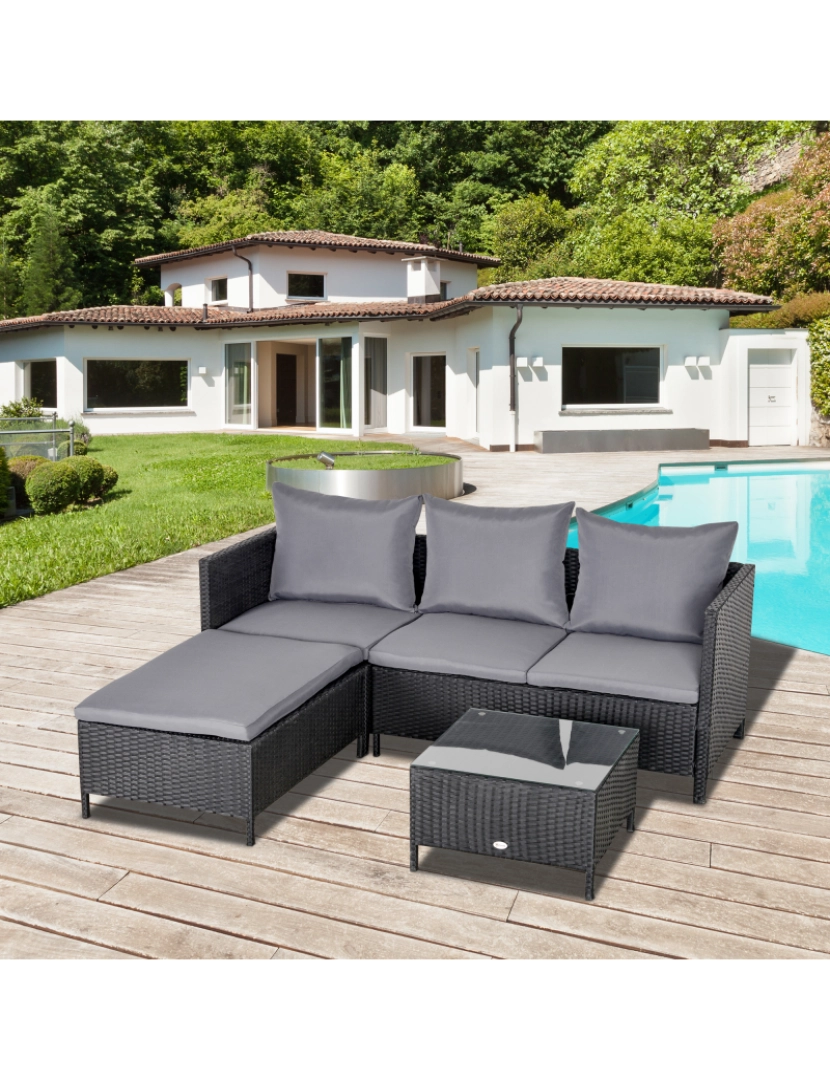 imagem de Conjunto de Móveis de Jardim 115x69x63cm cor preto 860-1382