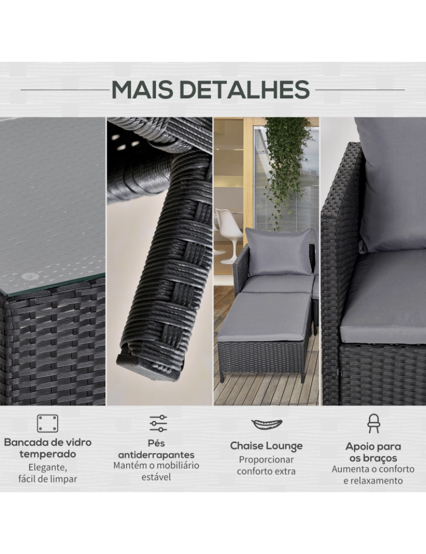 imagem de Conjunto de Móveis de Jardim 115x69x63cm cor preto 860-1386