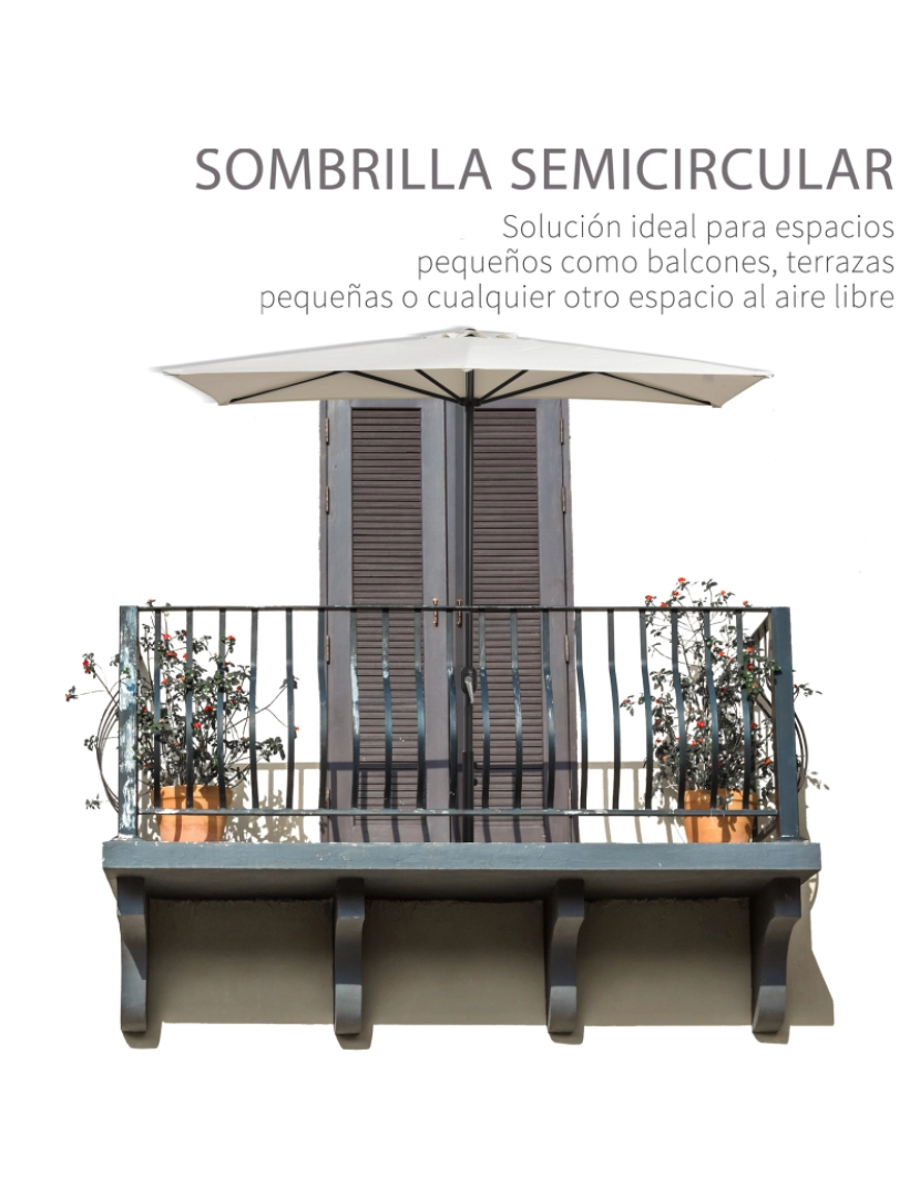 imagem de Chapéu de Sol Semicircular 230x130x245cm cor creme branco 84D-074CW4