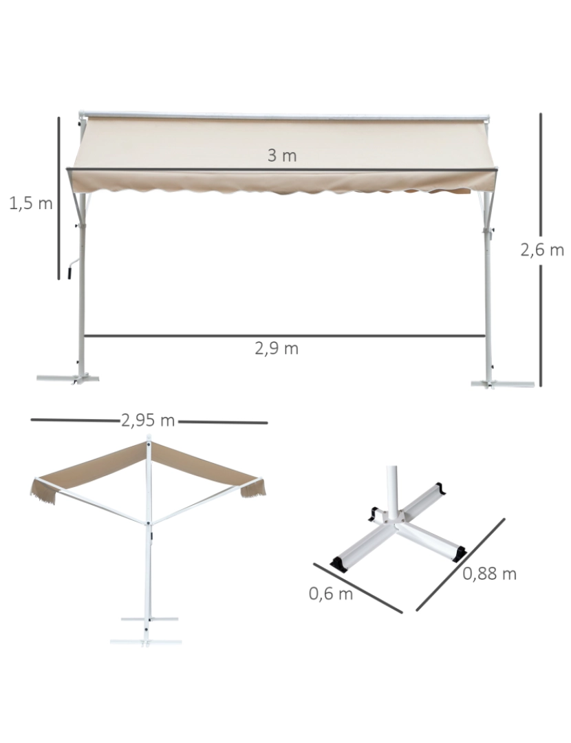 imagem de Toldo de pé 295x294x250cm cor bege 840-178CW3