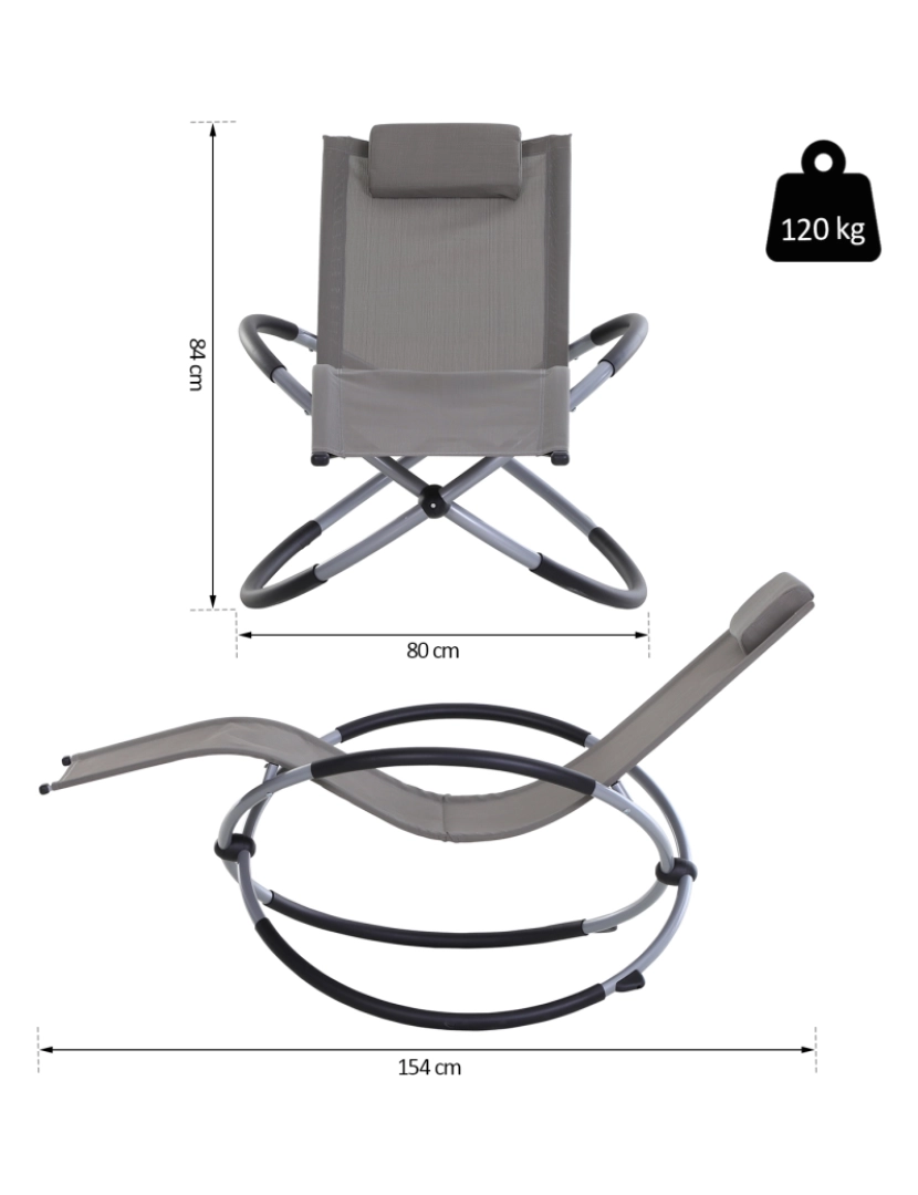 imagem de Espreguiçadeira de balanço 154x80x84cm cor cinzenta 84A-079GY3