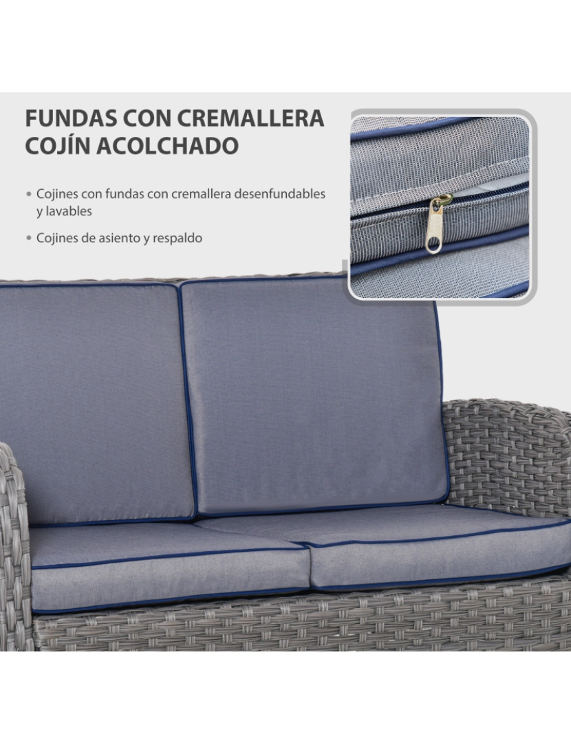 imagem de Conjunto de Móveis de vime 124x70x88cm cor grey 860-1365