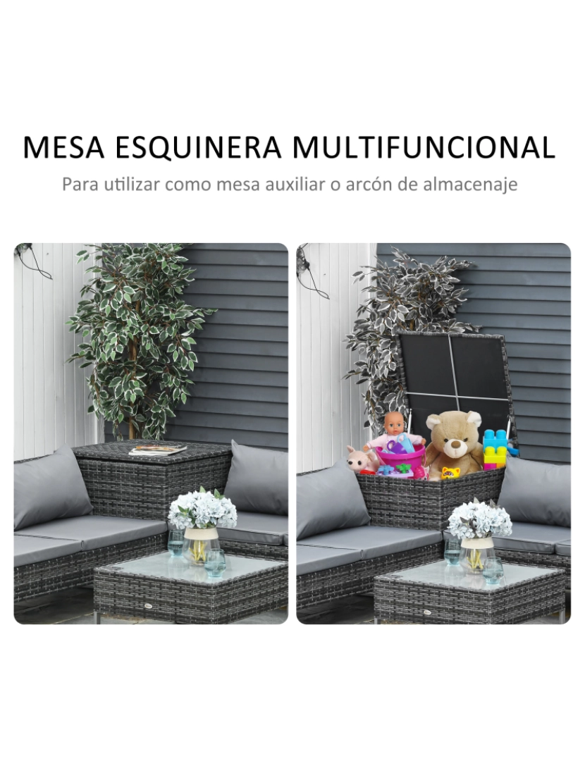 imagem de Conjunto de Móveis de Jardim de Vime 132x69x64cm cor : cinza e prata 860-114V014