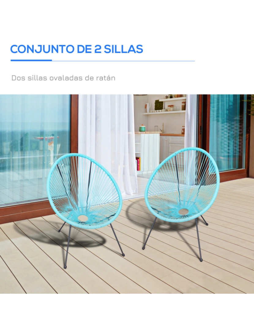 imagem de Conjunto de 2 Cadeiras de Jardim 73x77x87cm cor azul 867-093BU4