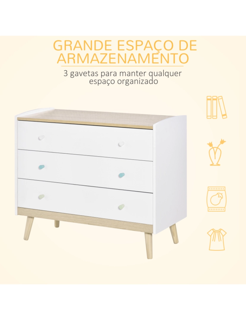 imagem de Cómoda Infantil 90x40x75.2cm cor branco 311-0274