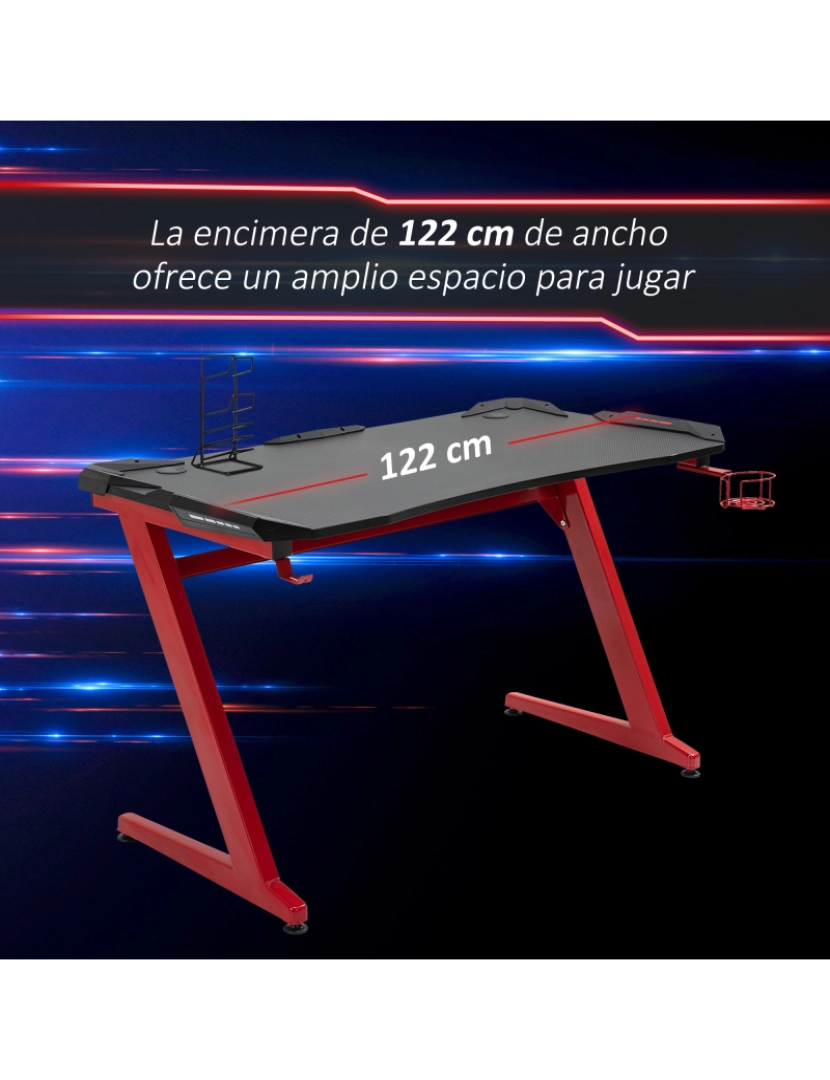 imagem de Mesa de Gaming 120x66x76cm cor preto e vermelho 836-3095