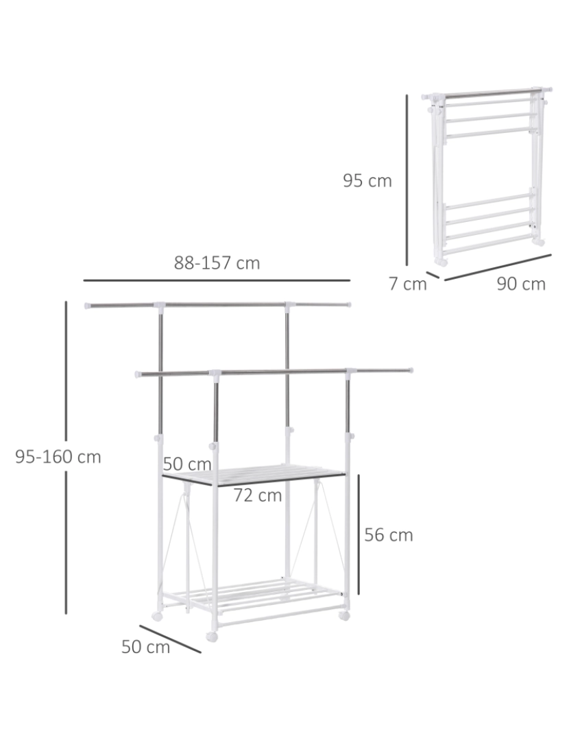 imagem de Charriot Dobrável 157x50x160cm cor branco 850-1383