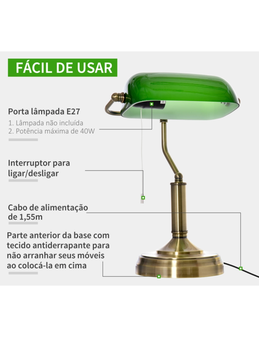 imagem de Candeeiro de Mesa 27.5x17.5x39cm cor verde B31-288V905