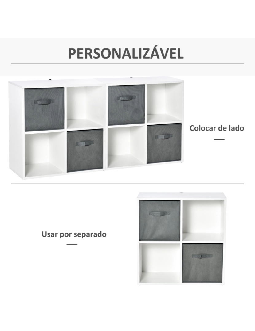 imagem de Estante de 4 Cubos 61.5x30x61.5cm cor branco 850-1314