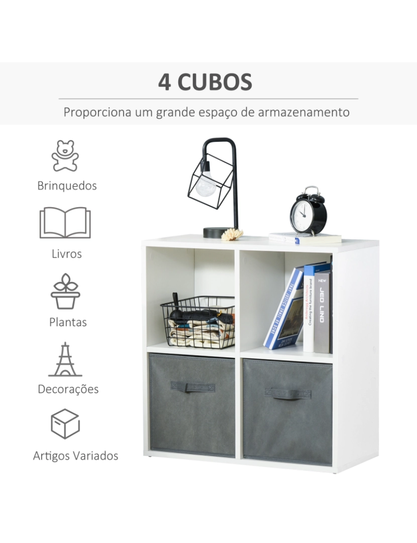 imagem de Estante de 4 Cubos 61.5x30x61.5cm cor branco 850-1317