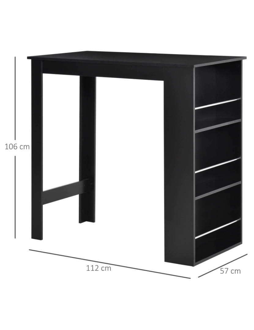 imagem de Mesa de Bar 112x57x106cm cor preto 835-390BK3