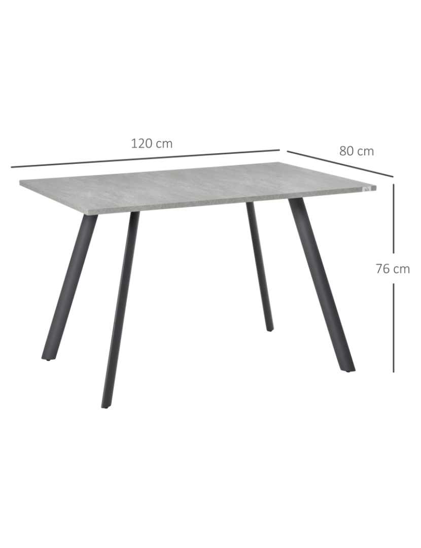 imagem de Mesa de Sala de Jantar 120x80x76cm cor cinzento 835-4053