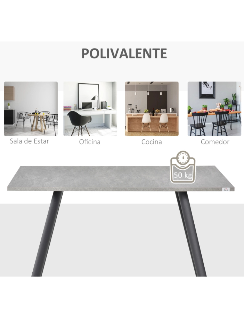 imagem de Mesa de Sala de Jantar 120x80x76cm cor cinzento 835-4056