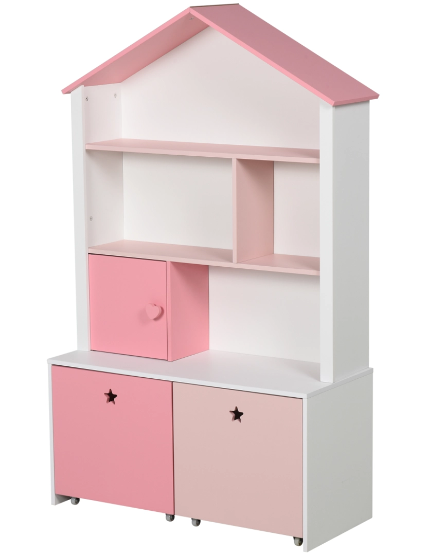 Homcom - Estante Infantil 80x34x130cm cor rosa e branco 311-012