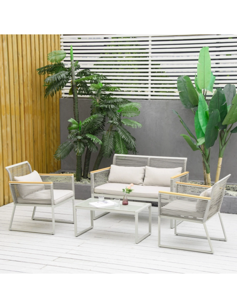 imagem de Conjunto de Móveis de Jardim 116x68,5x79cm cor cinza claro 867-1002