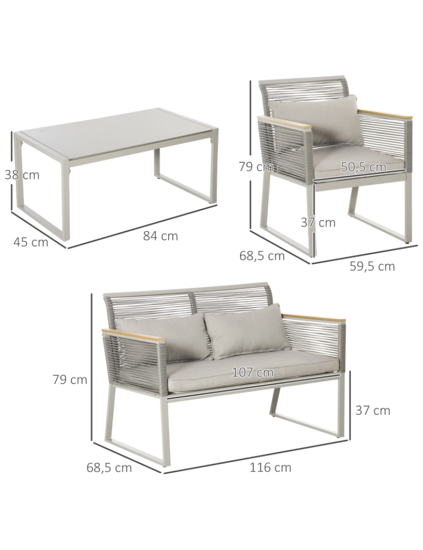 imagem de Conjunto de Móveis de Jardim 116x68,5x79cm cor cinza claro 867-1003